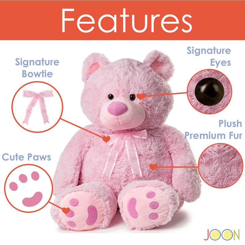 JOON Huge Teddy Bear With Ribbon, Pink