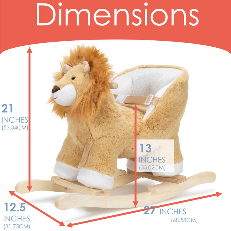 JOON Roary Ride-On Chair Lion Rocking Horse with Sound Effects, Tan
