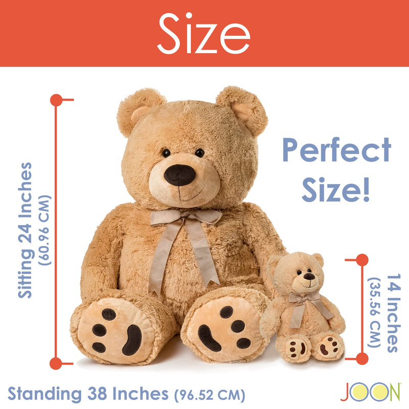 JOON Huge Teddy Bear With Ribbon, Tan
