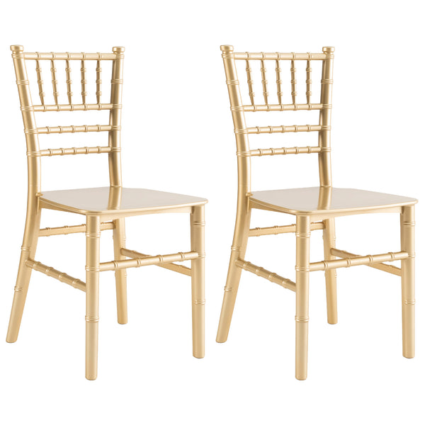 JOON 2 Pack Kids Tiffany Chiavari Chairs, Gold, 25x13x14.5 Inches