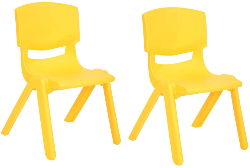 JOON Stackable Plastic Kids Learning Chairs, Yellow, 20.5x12.75X11 Inches, 2-Pack
