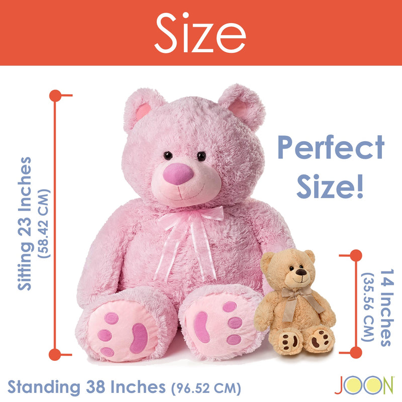 JOON Huge Teddy Bear With Ribbon, Pink