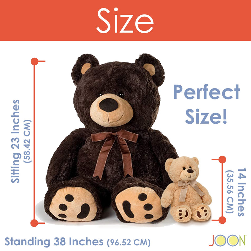 JOON Huge Teddy Bear With Ribbon, Dark Brown