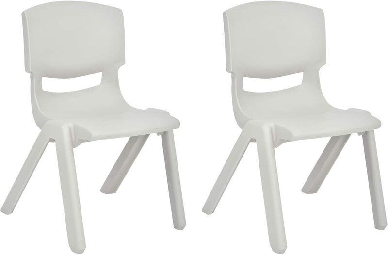 JOON Stackable Plastic Kids Learning Chairs, Light Gray, 20.5x12.75X11 Inches, 2-Pack