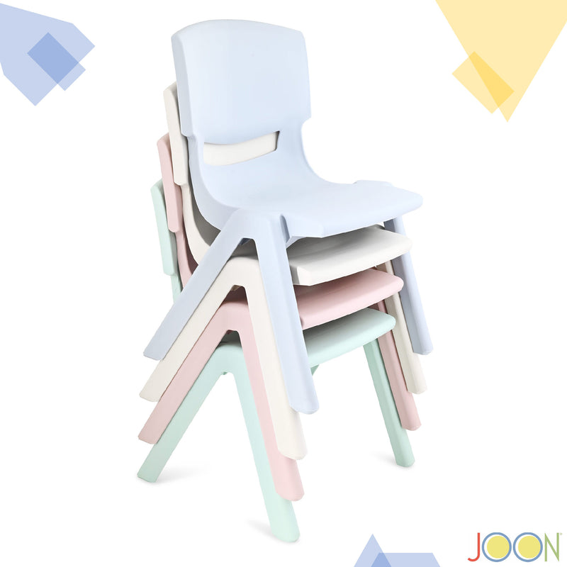 JOON Stackable Plastic Kids Learning Chairs, Mint Green, 20.5x12.75X11 Inches, 2-Pack