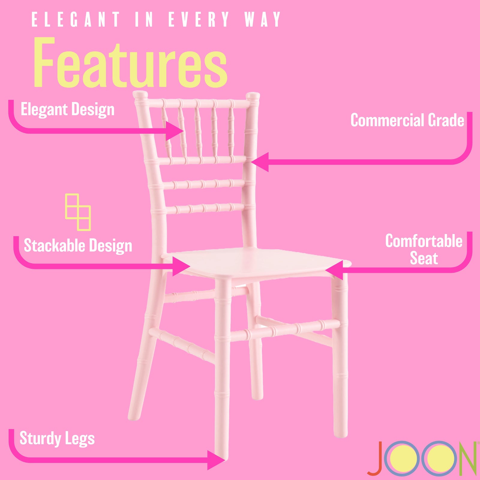 chabiii ⸜❤︎⸝ JOON 2 Pack Kids Tiffany Chiavari Chairs, 25x13x14.5 Inches