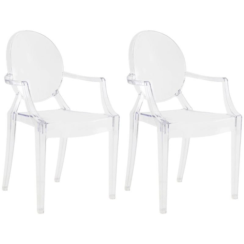 JOON 2 Pack Kids Ghost Chairs with Armrest, 25x13x14.5 Inches, Transparent Clear