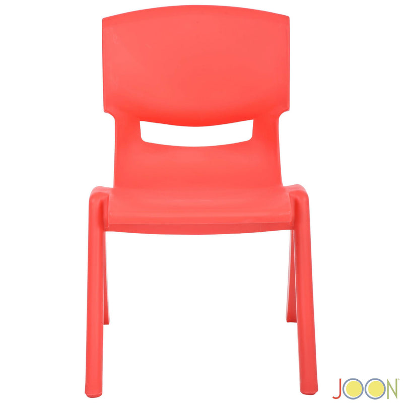 JOON Stackable Plastic Kids Learning Chairs, Red, 20.5x12.75x11 Inches, 2-Pack