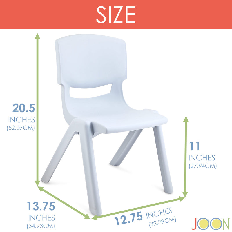 JOON Stackable Plastic Kids Learning Chairs, Misty Blue, 20.5x12.75X11 Inches, 2-Pack