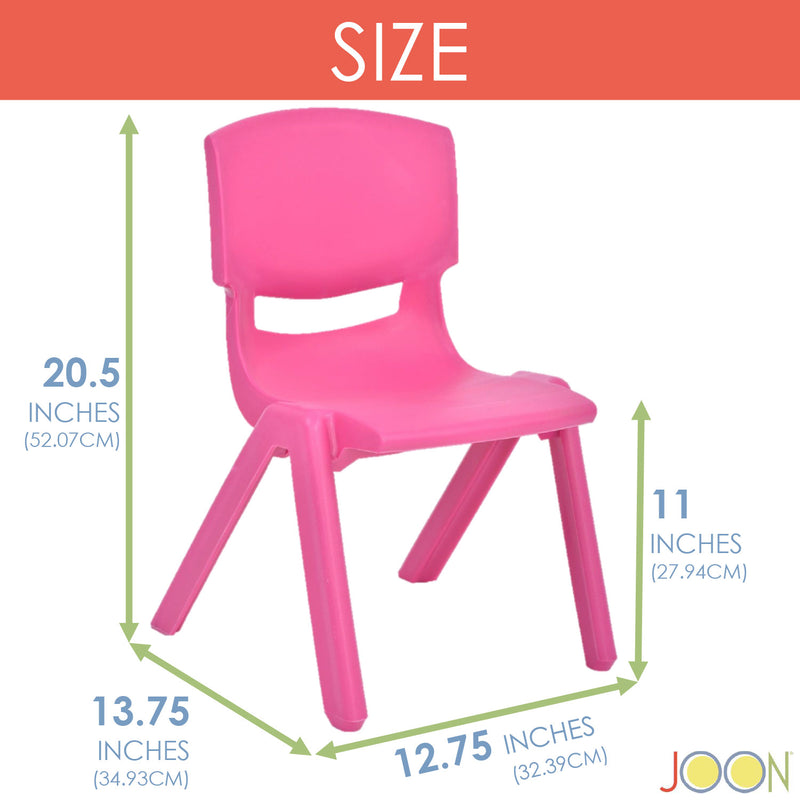 JOON Stackable Plastic Kids Learning Chairs, Rose, 20.5x12.75X11 Inches, 2-Pack