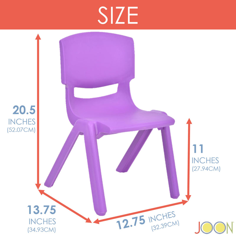 JOON Stackable Plastic Kids Learning Chairs, Purple, 20.5x12.75X11 Inches, 2-Pack