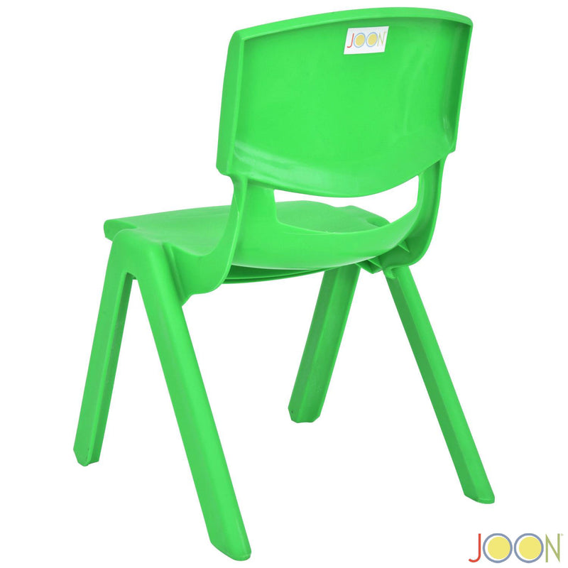 JOON Stackable Plastic Kids Learning Chairs, Green, 20.5x12.75X11 Inches, 2-Pack