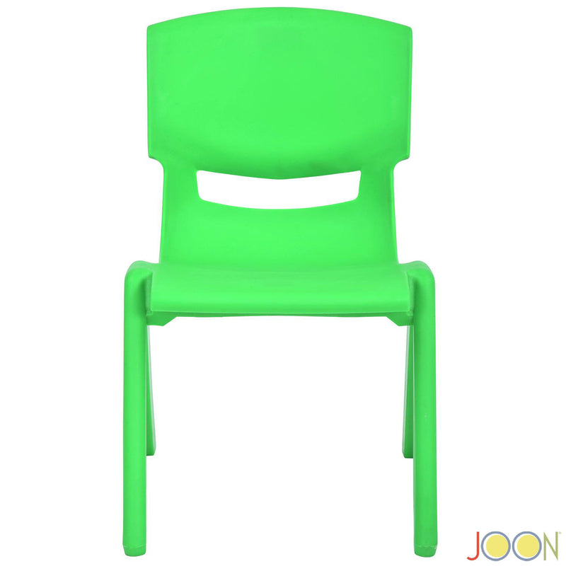 JOON Stackable Plastic Kids Learning Chairs, Green, 20.5x12.75X11 Inches, 2-Pack