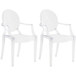 JOON 2 Pack Kids Ghost Chairs with Armrest, Transparent Clear, 25x13x14.5 Inches