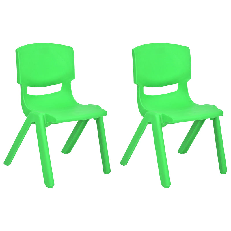 JOON Stackable Plastic Kids Learning Chairs, Green, 20.5x12.75X11 Inches, 2-Pack