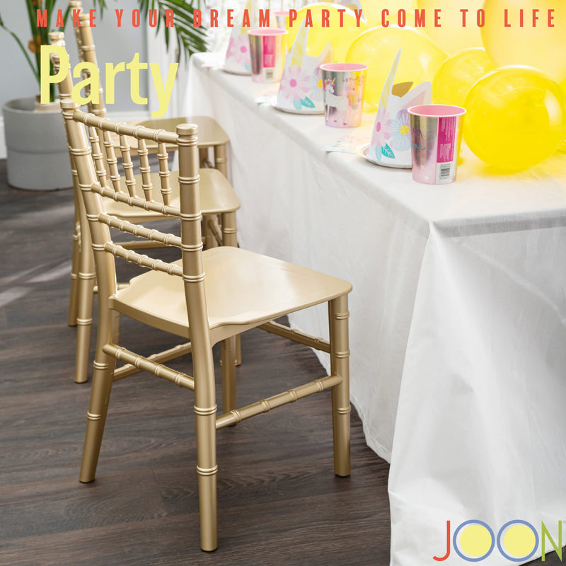 JOON 2 Pack Kids Tiffany Chiavari Chairs, Gold, 25x13x14.5 Inches