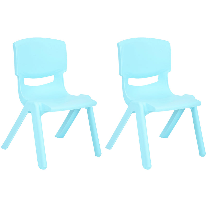 JOON Stackable Plastic Kids Learning Chairs, Baby Blue, 20.5x12.75X11 Inches, 2-Pack