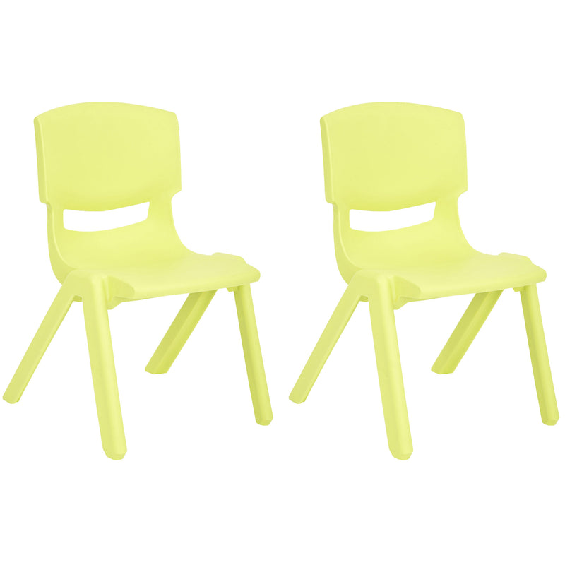 JOON Stackable Plastic Kids Learning Chairs, Lime, 20.5x12.75X11 Inches, 2-Pack