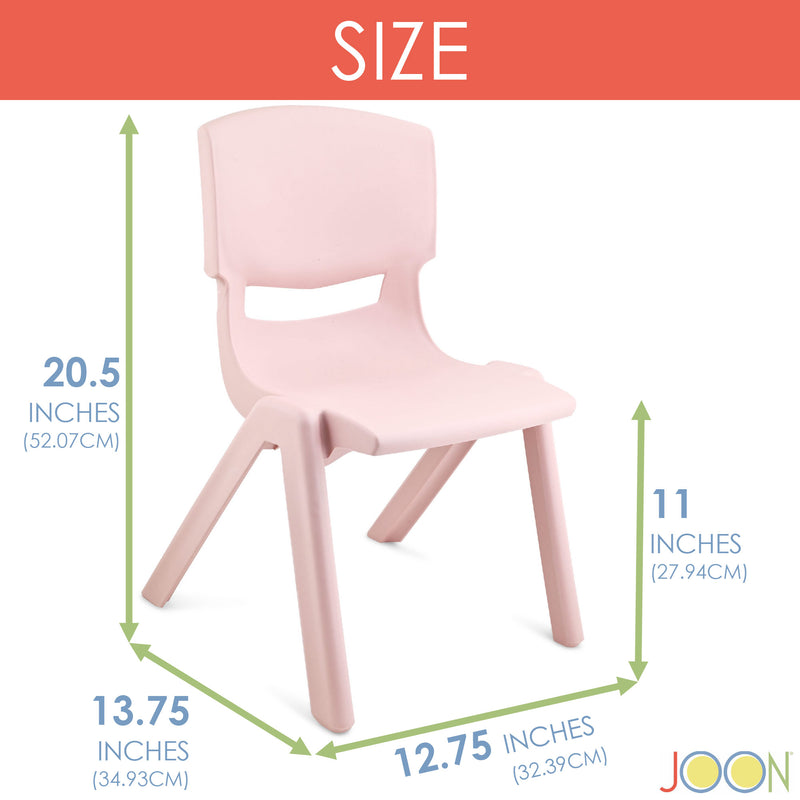 JOON Stackable Plastic Kids Learning Chairs, Blush, 20.5x12.75X11 Inches, 2-Pack