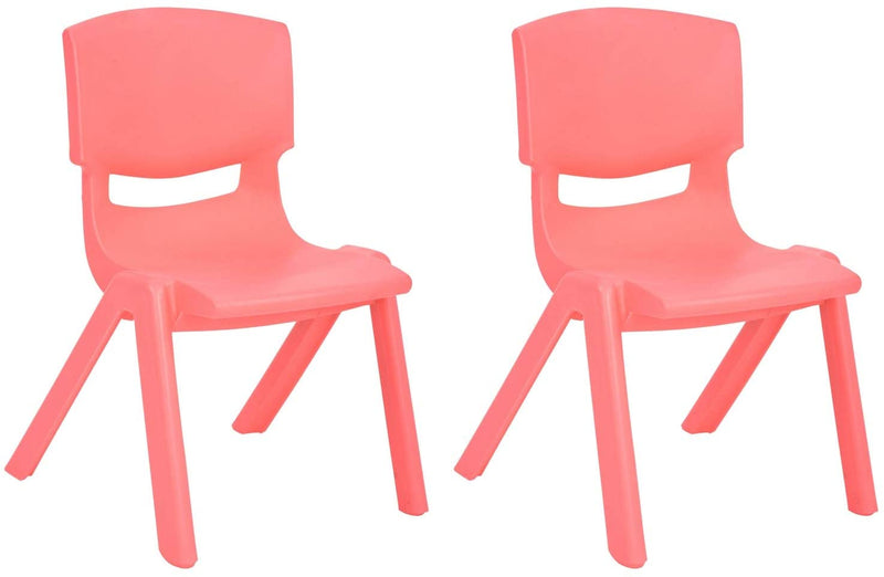 JOON Stackable Plastic Kids Learning Chairs, Coral, 20.5x12.75X11 Inches, 2-Pack
