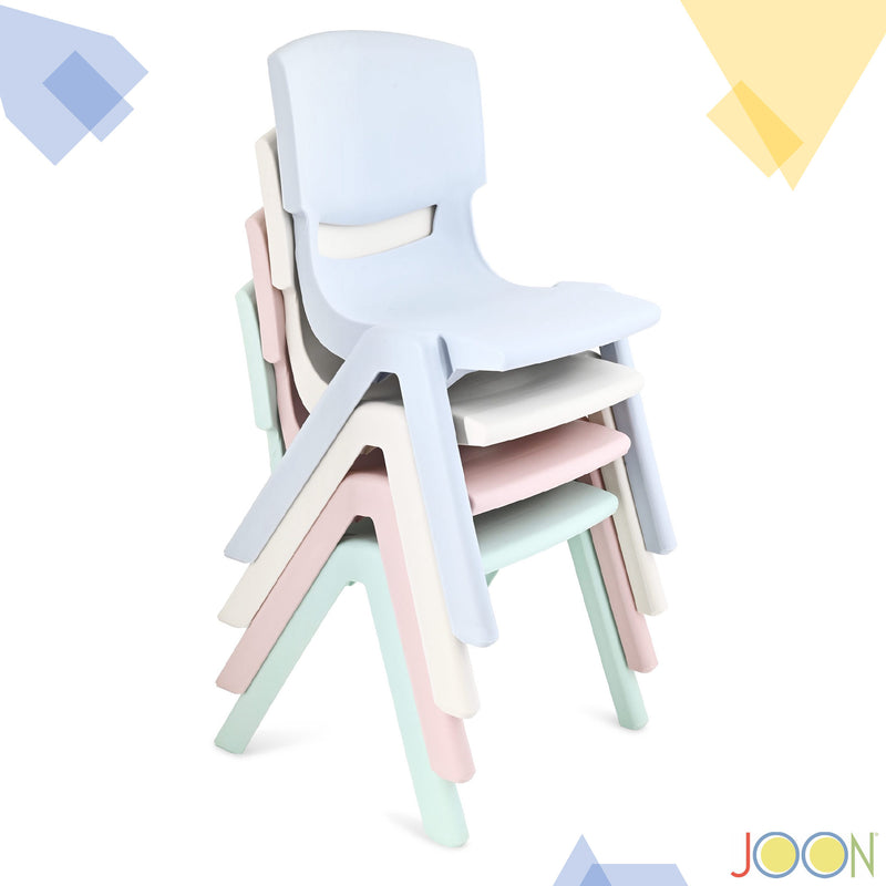 JOON Stackable Plastic Kids Learning Chairs, Misty Blue, 20.5x12.75X11 Inches, 2-Pack