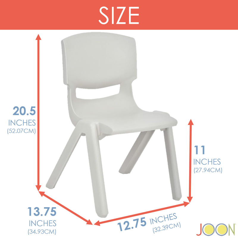 JOON Stackable Plastic Kids Learning Chairs, Light Gray, 20.5x12.75X11 Inches, 2-Pack