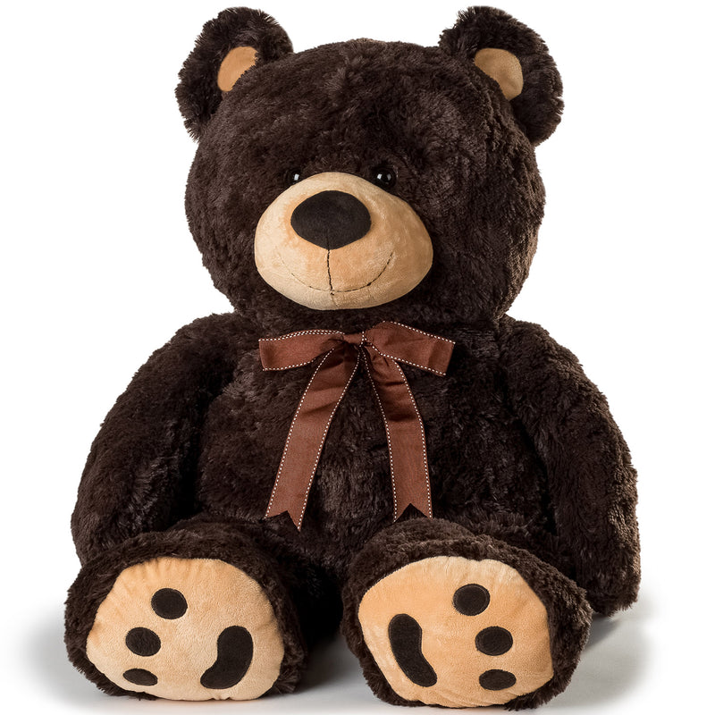 JOON Huge Teddy Bear With Ribbon, Dark Brown