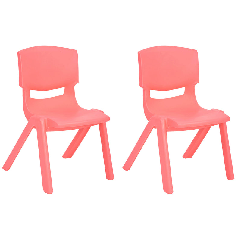 JOON Stackable Plastic Kids Learning Chairs, Coral, 20.5x12.75X11 Inches, 2-Pack