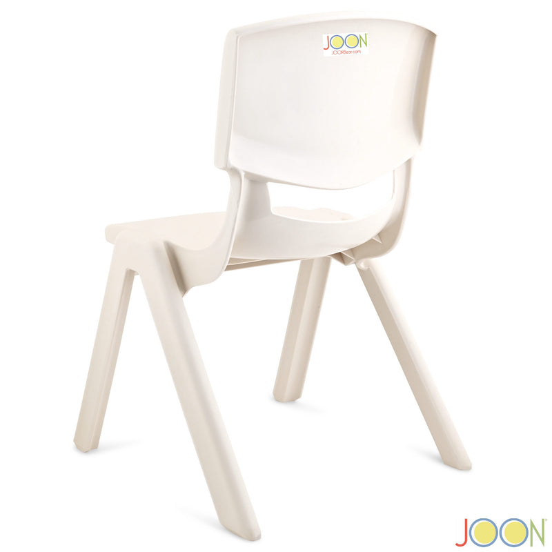 JOON Stackable Plastic Kids Learning Chairs, Ivory, 20.5x12.75X11 Inches, 2-Pack