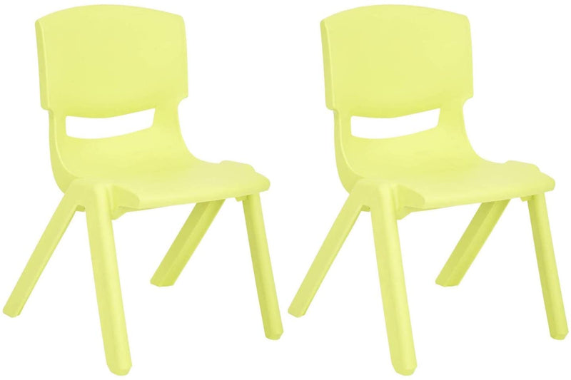 JOON Stackable Plastic Kids Learning Chairs, Lime, 20.5x12.75X11 Inches, 2-Pack