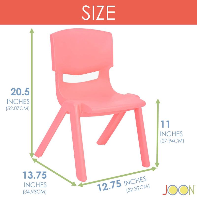 JOON Stackable Plastic Kids Learning Chairs, Pink, 20.5x12.75X11 Inches, 2-Pack