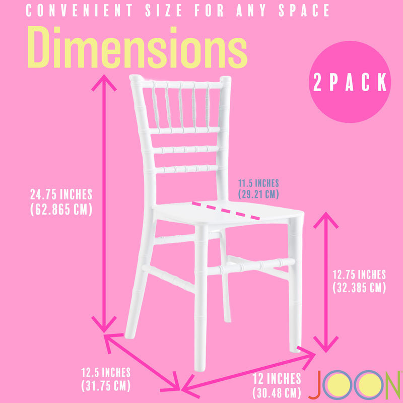 JOON 2 Pack Kids Tiffany Chiavari Chairs, White, 25x13x14.5 Inches