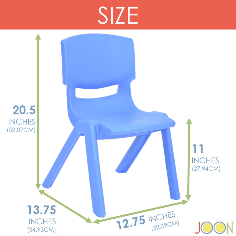JOON Stackable Plastic Kids Learning Chairs, Blue, 20.5x12.75x11 Inches, 2-Pack