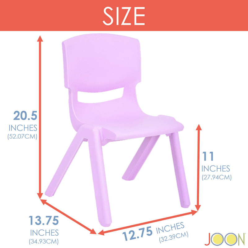 JOON Stackable Plastic Kids Learning Chairs, Lilac, 20.5x12.75X11 Inches, 2-Pack