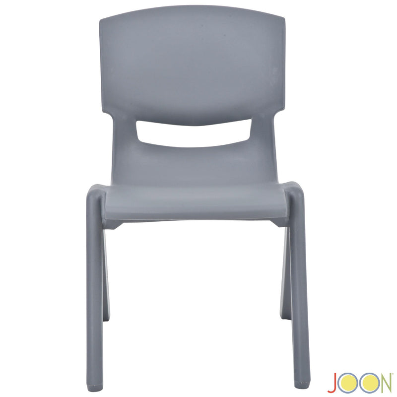 JOON Stackable Plastic Kids Learning Chairs, Dark Gray, 20.5x12.75X11 Inches, 2-Pack