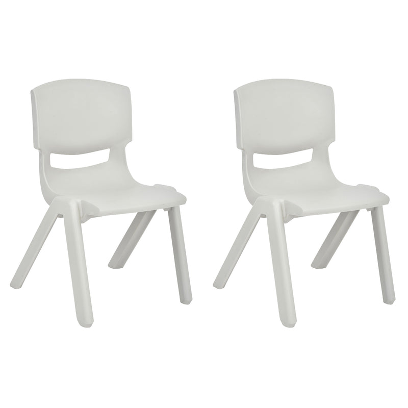 JOON Stackable Plastic Kids Learning Chairs, Light Gray, 20.5x12.75X11 Inches, 2-Pack