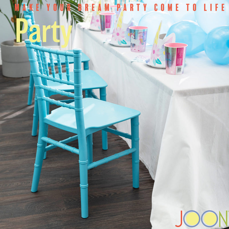 JOON 2 Pack Kids Tiffany Chiavari Chairs, Blue, 25x13x14.5 Inches