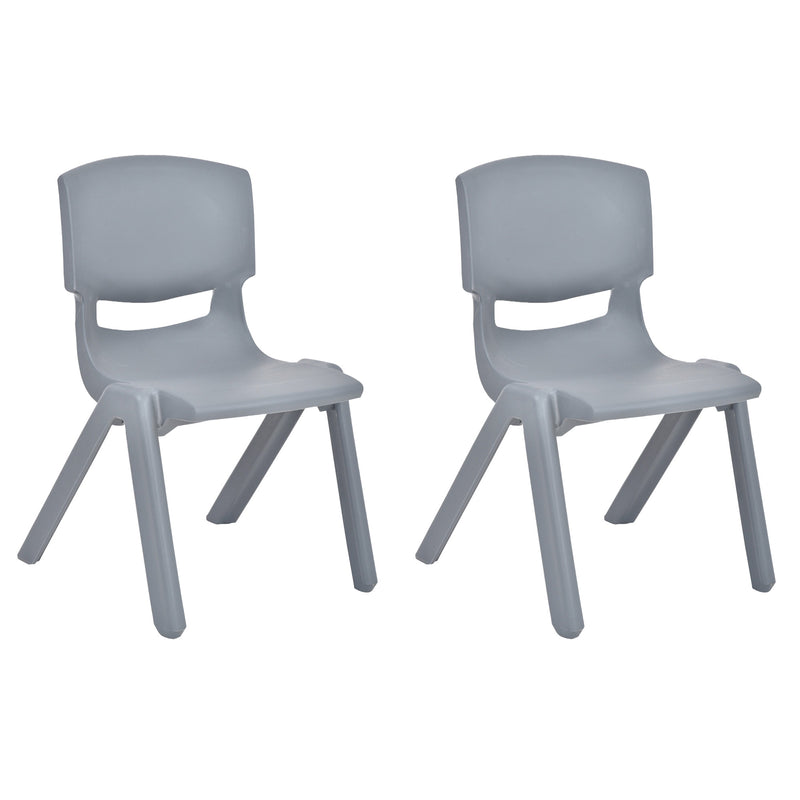 JOON Stackable Plastic Kids Learning Chairs, Dark Gray, 20.5x12.75X11 Inches, 2-Pack