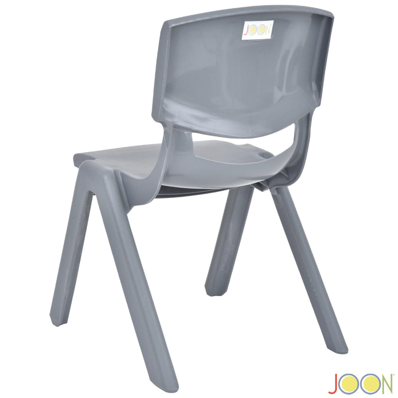 JOON Stackable Plastic Kids Learning Chairs, Dark Gray, 20.5x12.75X11 Inches, 2-Pack