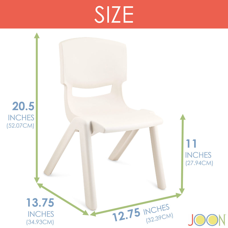 JOON Stackable Plastic Kids Learning Chairs, Ivory, 20.5x12.75X11 Inches, 2-Pack