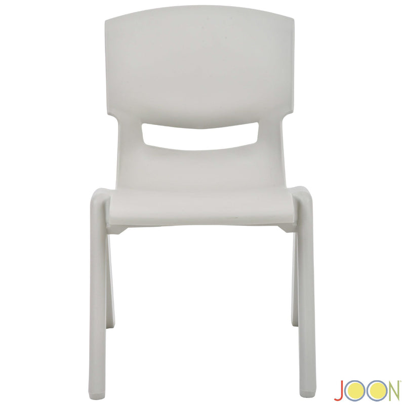 JOON Stackable Plastic Kids Learning Chairs, Light Gray, 20.5x12.75X11 Inches, 2-Pack