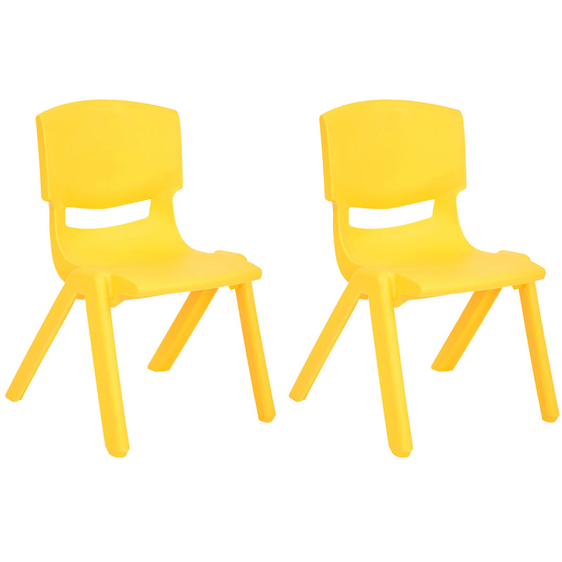 JOON Stackable Plastic Kids Learning Chairs, Yellow, 20.5x12.75X11 Inches, 2-Pack