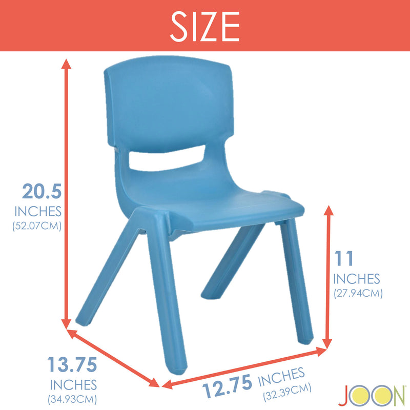 JOON Stackable Plastic Kids Learning Chairs, Sky Blue, 20.5x12.75X11 Inches, 2-Pack