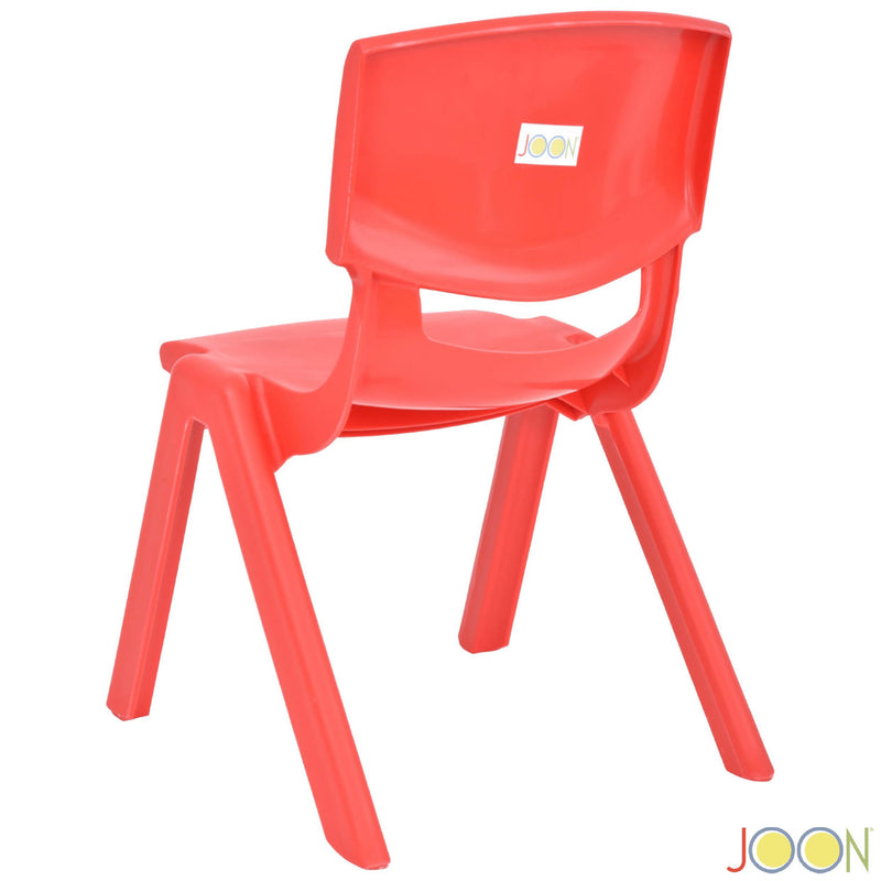 JOON Stackable Plastic Kids Learning Chairs, Red, 20.5x12.75x11 Inches, 2-Pack