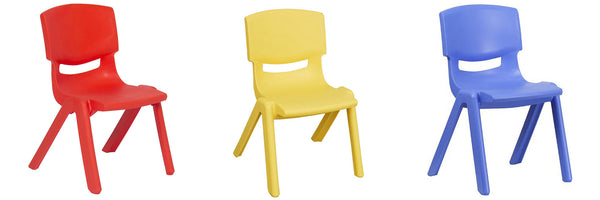 JOON Stackable Plastic Kids Learning Chairs, Muti-Color Set, 20.5x12.75X11 Inches
